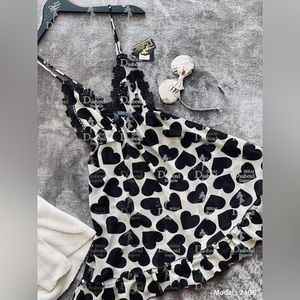 Heart Nightshirt Lingerie Cozy Sleep Dress Women Girls Lounge Wear Pajama